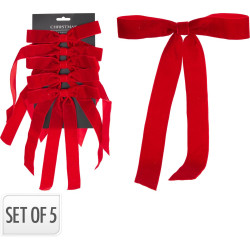 Set de nœuds en polyester rouge 29 cm 5 pièces