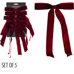 Set de nœuds en polyester bordeaux 29 cm 5 pièces