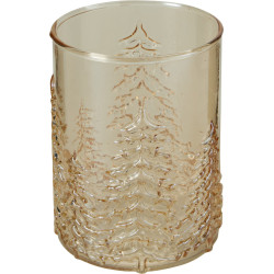 Photophore en verre motif de sapin ambré Ø 11