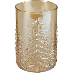 Photophore en verre motif de sapin ambré Ø 13