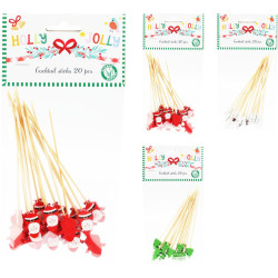 Set de piques à cocktail de Noël 20 pièces