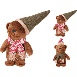 Ours en polyester avec bonnet 18 x 10