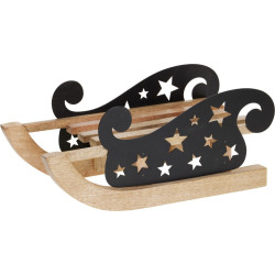 Luge en bois noire 32 x 14 x 18 cm