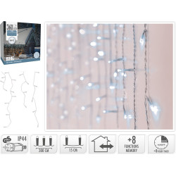 Guirlande de Noël intérieure et extérieure stalactite 8 fonctions 360 LED blanc 12 m