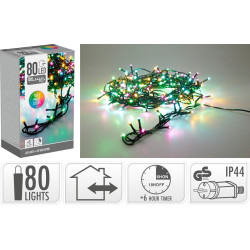 Guirlande intérieure et extérieure 8 fonctions 80 LED multicouleur 6 m