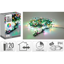 Guirlande intérieure et extérieure 8 fonctions 120 LED multicouleur 9 m