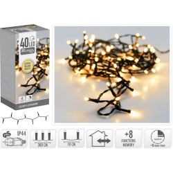 Guirlande intérieure et extérieure 8 fonctions 40 LED blanc chaud extra 3 m