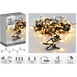 Guirlande intérieure et extérieure 8 fonctions 120 LED blanc chaud extra9 m