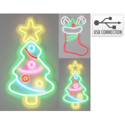 Figurine de Noël néon LED multicouleur 24 x 40 cm