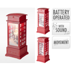 Cabine téléphonique avec fonction chute de neige LED blanc chaud 10