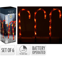 Set de sucre d'orge à piquer LED blanc chaud 6 pièces 47 cm