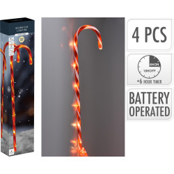 Set de sucre d'orge à piquer LED blanc chaud 4 pièces 74 cm