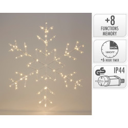 Flocon de neige 8 fonctions LED blanc chaud 60 x 53 cm