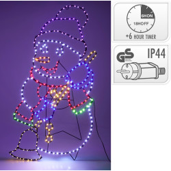 Bonhomme de neige LED multicouleur 49 x 90 cm