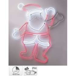 Père Noël animé néon LED blanc et rouge 55 x 61 cm
