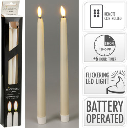 Bougie LED blanc chaud ivoire 2 pièces 27 cm