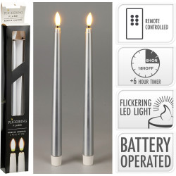 Bougie LED blanc chaud argentée 2 pièces 27 cm
