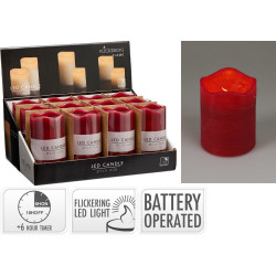 Bougie LED blanc chaud rouge Ø 7 x 9 cm
