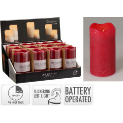 Bougie LED blanc chaud rouge Ø 7 x 13 cm