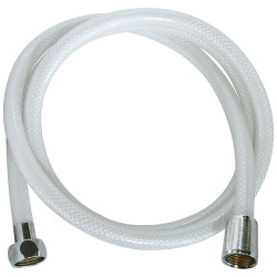 Flexible de douche à double agrafage en nylon armé blanc 1