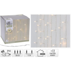 Guirlande rideau 480 LED blanc chaud 2 m | 12 fonctions