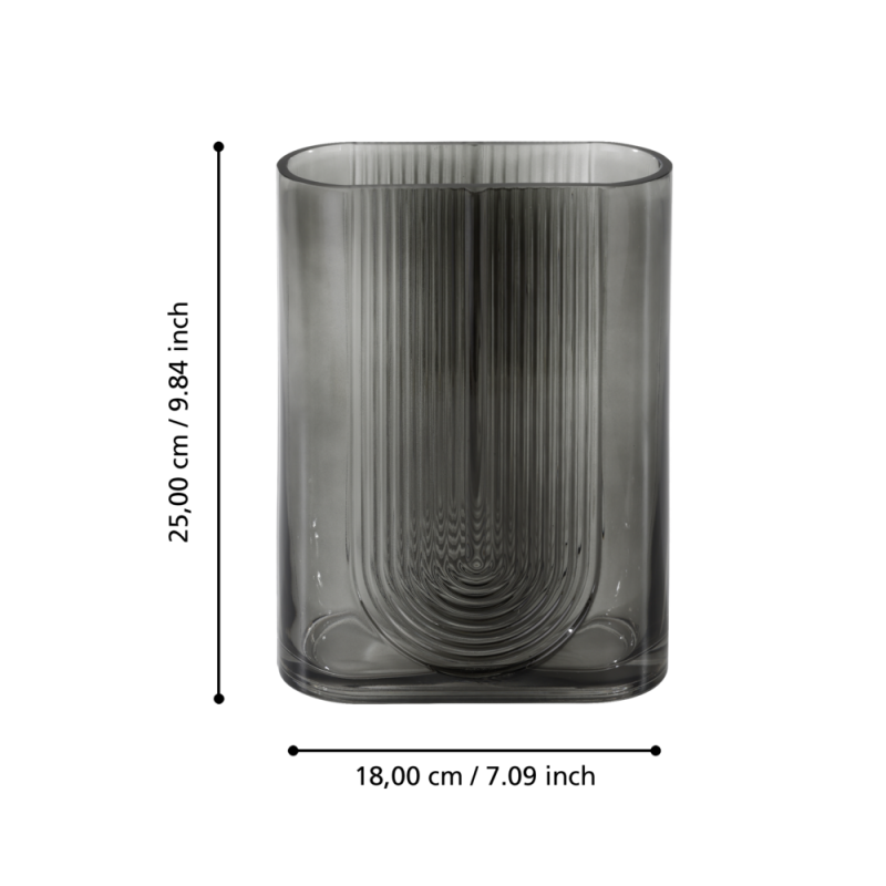 Vase en verre Sepatong gris 18 x 8 x 25 cm | EGLO