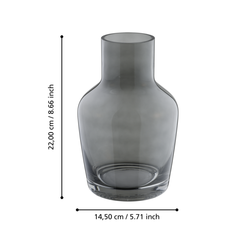 Vase en verre Siranana gris 14,5 x 22 cm | EGLO