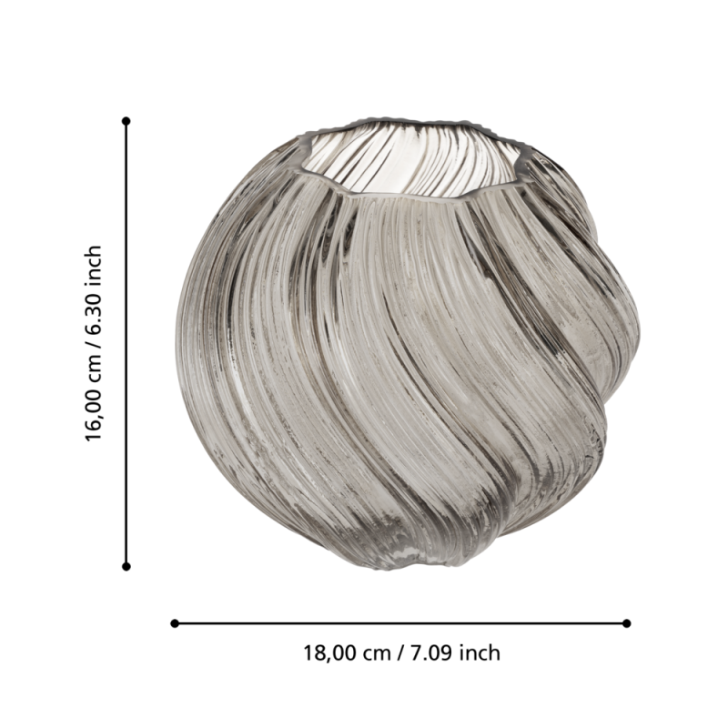 Vase en verre Debepare gris 18 x 16 cm | EGLO