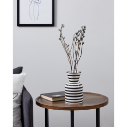Vase en céramique Yuzawa noir et blanc 12 x 20 cm | EGLO