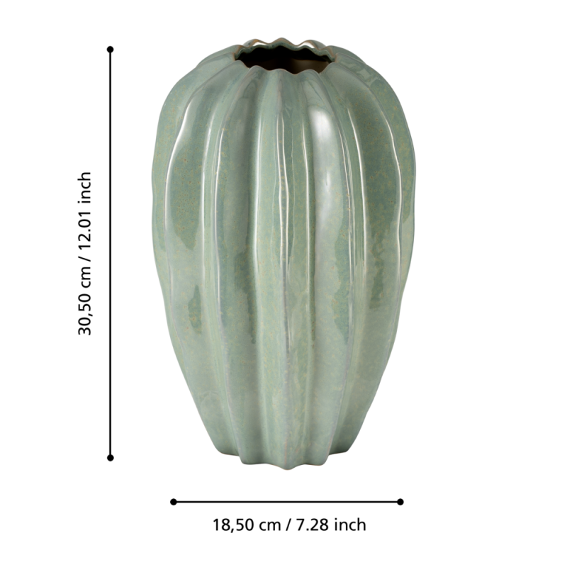 Vase en céramique Egele vert 18,5 x 30 cm | EGLO