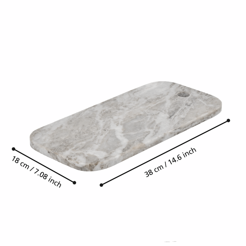 Plateau en marbre Siayan gris blanc 38 x 18 cm | EGLO