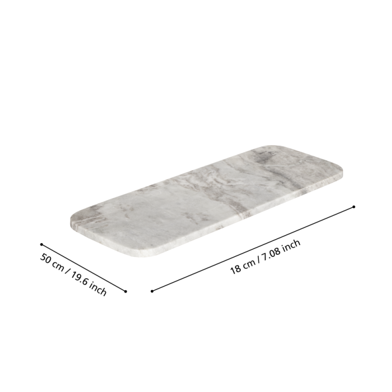 Plateau en marbre Siayan gris blanc 50 x 18 cm | EGLO
