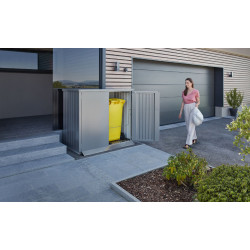 Abri pour poubelles Alex Duo gris métallisé 148 x 88 x 129 cm BIOHORT