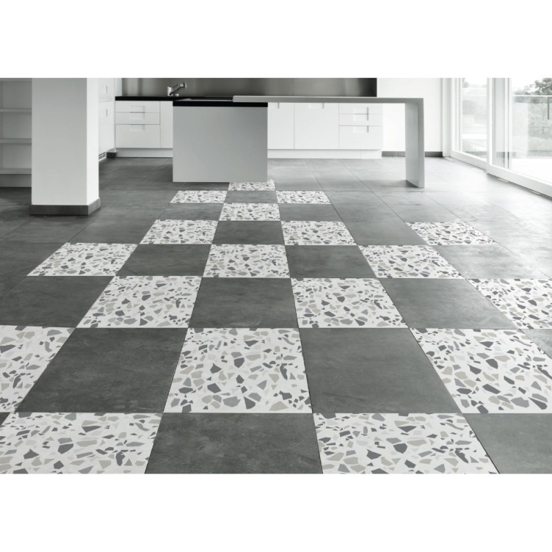 Sticker de sol Terrazzo gris 20 x 20 cm 2 pièces