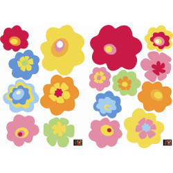 Planche de stickers Fleurs colorées 11 x 11 cm 2 pièces