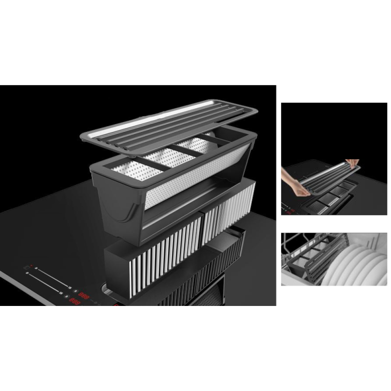Taque induction avec hotte Combi 8 Flex 80 cm | TECNOLUX
