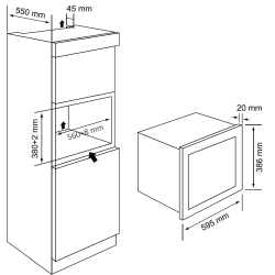 Micro-ondes encastrable Combi grill noir 25 L | TECNOLUX