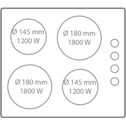 Taque vitrocéramique 4 zones 60 cm | TECNOLUX