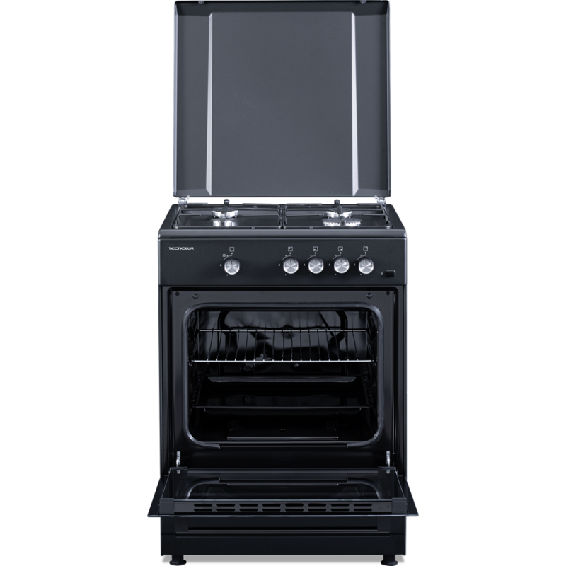 Cuisinière au gaz noir mat 60 x 60 cm | TECNOLUX