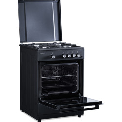 Cuisinière au gaz noir mat 60 x 60 cm | TECNOLUX