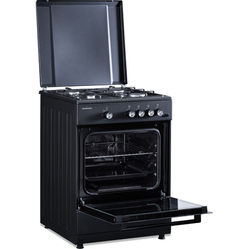 Cuisinière au gaz noir mat 60 x 60 cm | TECNOLUX