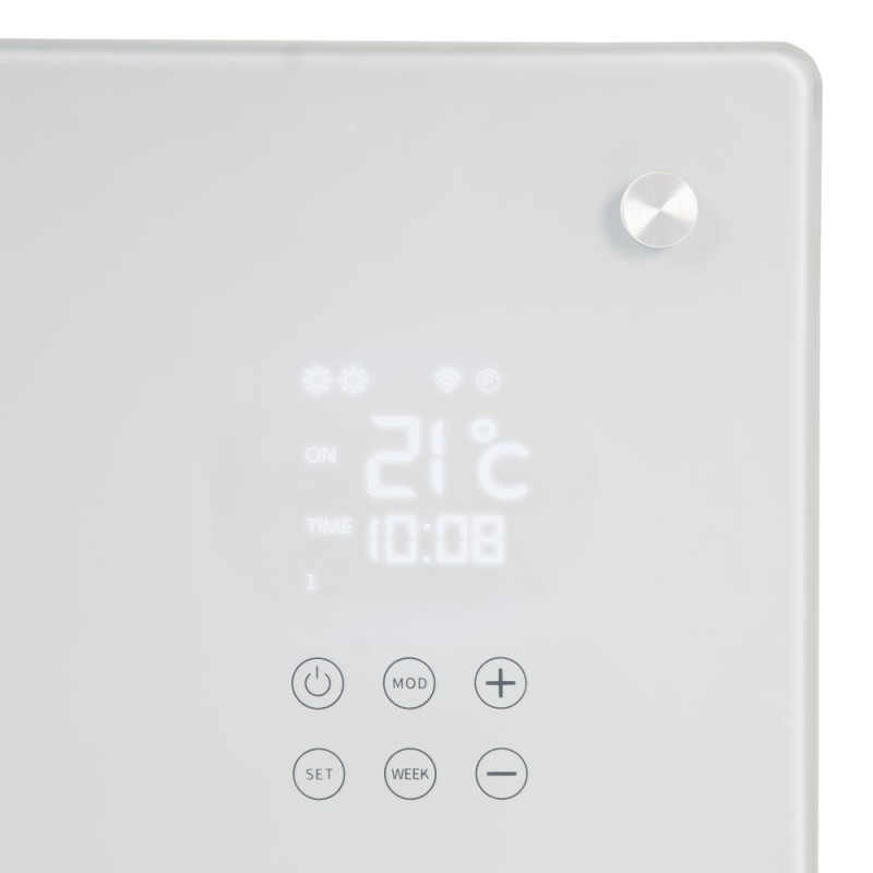 Convecteur électrique Alutherm Sani Verre 800 Wi-Fi blanc EUROM
