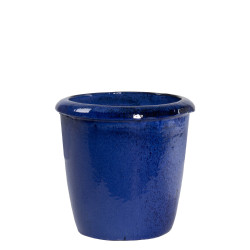 Pot en terre cuite Glazed à rebord bleu Ø 18 x 18 cm