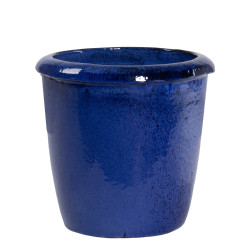Pot en terre cuite Glazed à rebord bleu Ø 24 x 24 cm