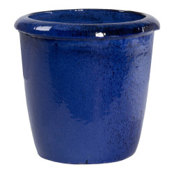 Pot en terre cuite Glazed à rebord bleu Ø 32 x 31 cm