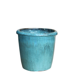 Pot en terre cuite Glazed à rebord bleu océan Ø 18 x 18 cm