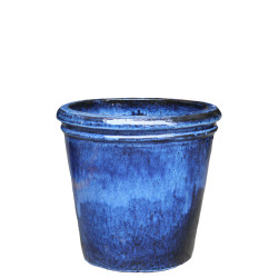 Pot en terre cuite Glazed à double rebord bleu Ø 18 x 18 cm