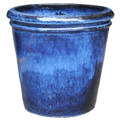 Pot en terre cuite Glazed à double rebord bleu Ø 32 x 31 cm