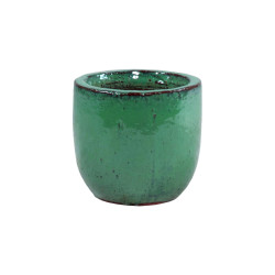 Pot en forme d'oeuf Glazed bleu océan Ø 15 x 13 cm