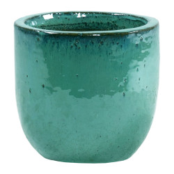 Pot en forme d'oeuf Glazed bleu océan Ø 20 x 18 cm